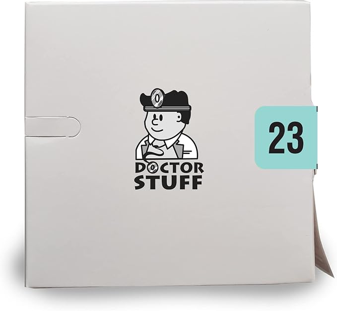 2023 Year Stickers, Doctor Stuff 2023 Chart Stickers, Aqua/Black Colored, Reynolds & Reynolds Style, USA Made Year Stickers for End Tab File Folders, 500/Roll, 1 Roll, 3/4" x 1-1/2"