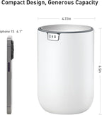 EKO Mini Desk Trash Can with Swing-Top Lid 0.4 Gallon Small Table Round Wastebasket for Office, Home, Car (White)