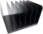 Huron Desktop File Binder Organizer Storage Vertical 6 Slot, Black Commercial Grade Steel