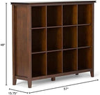 SIMPLIHOME Artisan Bookcase - 57 inch Tall 12-Cube Solid Wood Cube Organizer in Russet Brown, Transitional Storage Bookcase for Living Room, Study Room or Office with Fixed Shelves and Tapered Legs