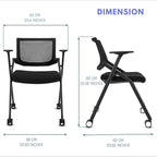 BROBRIYO Folding Chair with Wheels and Paddle, Ergonomic Mesh Back and Arms for Office, Meetings, Conferences, Receptions, Training Rooms & Folding Office Chairs - Black 50 Pack