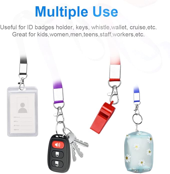 Mcyye 5 PCS Badge Lanyards with Clip for Keys & ID Badges, Premium Lanyard Strap for Teacher, Kids, Men, Women, Badge Lanyard for Cruise, Keys, Wallet, Phone, USB, Keychain