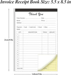 (5-Pack) Thank You Receipt Book - 5.5" x 8.5" Cardboard 2-Part Carbonless Sales Invoice Book, 250 Sheets Invoice Pad with Cardboard for Small Business