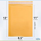 Kraft 8.5x12 Poly Bubble Mailers #2 | Padded Envelopes with Self Seal | Air Lined Cushioned Poly Mailer | Usable Size 8.5x11 | 100 Pack | Lightweight shipping Bags | Made in USA