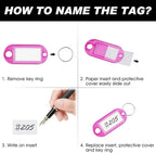 Key Labels, Key Tags, 30 Pack Plastic Key Tags with Ring and Label Window, Key Chain ID Tags/Identifiers for Name, Luggage, Bags, Backpack, 10 Colors