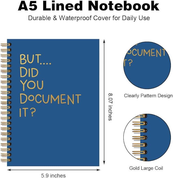 Vgrti But Did You Document It Spiral Notebook, Funny Office Notebooks for Coworkers Adults, Humor Work Gag Gifts New Job Gifts for Women Men Colleague Boss Friend Manager Employee HR