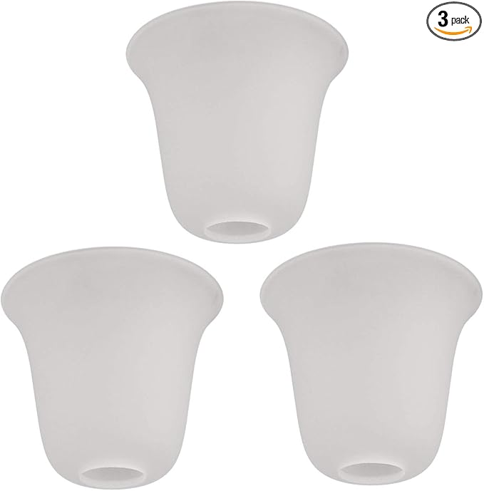 Eumyviv 3 Pack Bell Shaped Frosted Glass Lamp Shade Replacement with 1-5/8-inch Fitter Opening for Ceiling Fan Light Kit Wall Sconce Pendant Light Fixture A00046