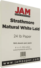 JAM PAPER Strathmore 24lb Paper - 90 gsm - 8.5 x 11 - Natural White Laid - 100 Sheets/Pack
