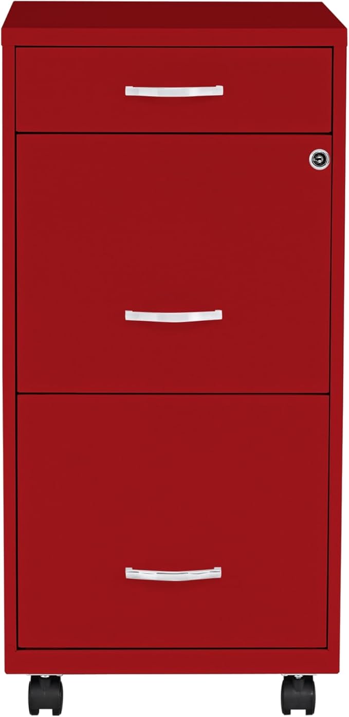 LYS SOHO Box/File/File Mobile Red File Cabinet, 3 Drawer