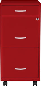 LYS SOHO Box/File/File Mobile Red File Cabinet, 3 Drawer