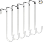 FYY Over The Door Hooks, 6 Pack Upgraded Long Door Hangers Hooks with Rubber Prevent Scratches Heavy Duty Organizer Hooks for Hanging Clothes, Towels, Hats, Coats, Bags White