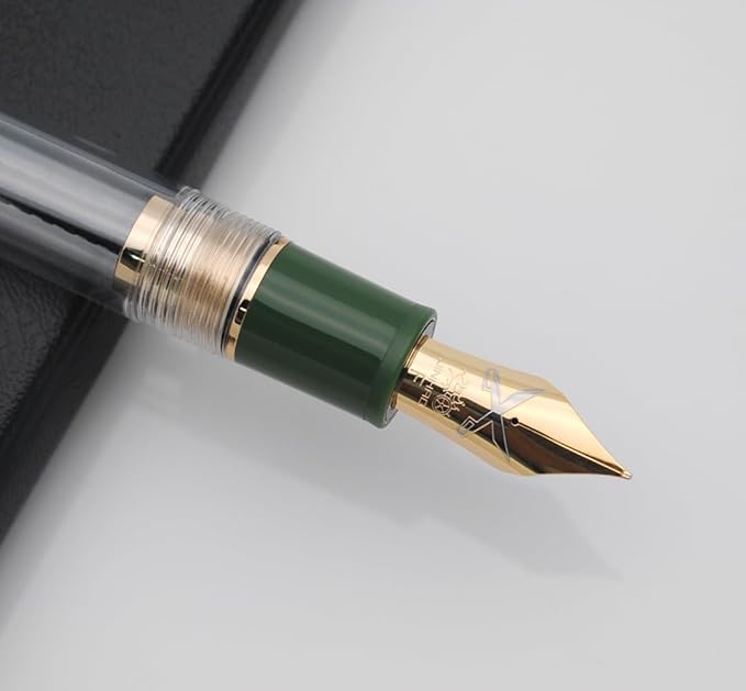 JINHAO 1935 Fountain Pen TIANDAO Series #8 Nib Ink Pen with Guitar-Shaped Clip and Ink Converter (F Nib 0.5mm, Army Green)
