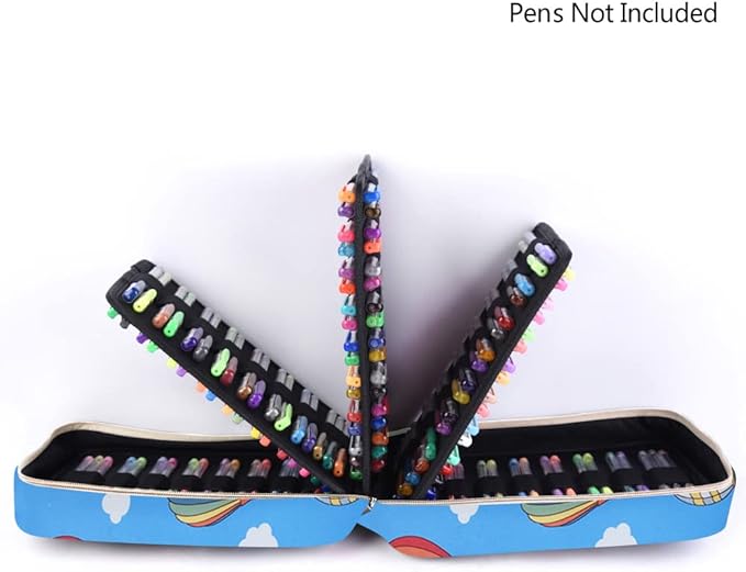 qianshan Pencil Case Holder Slot - Holds 202 Colored Pencils or 136 Gel Pens with Zipper Closure - Large Capacity Pen Organizer for Watercolor Pens or Markers - Perfect for Artist Blue Balloon