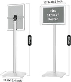 INNOVSIGN Heavy Duty Adjustable Pedestal Poster Sign Stand, 11x17 Aluminum Open Floor Standing Sign Holder for Vertical and Horizontal View Display, Silver