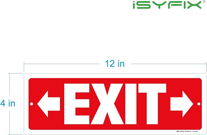 iSYFIX Exit Signs - 2 Pack 12x4 Inch Directional Right & Left Arrow Signs, 40 mil Polystyrene Plastic, UV Laminated, Scratch & Fade Resistant, Waterproof - Ideal for Office, Theater, School, Business