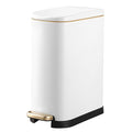 SYNCVIBE Bathroom Trash Can with Soft-Close Lid 3.5 Gallon Stainless Steel Garbage Can with Removable Inner Bucket Slim Trash Bins for Bedroom, Office(Matte White)