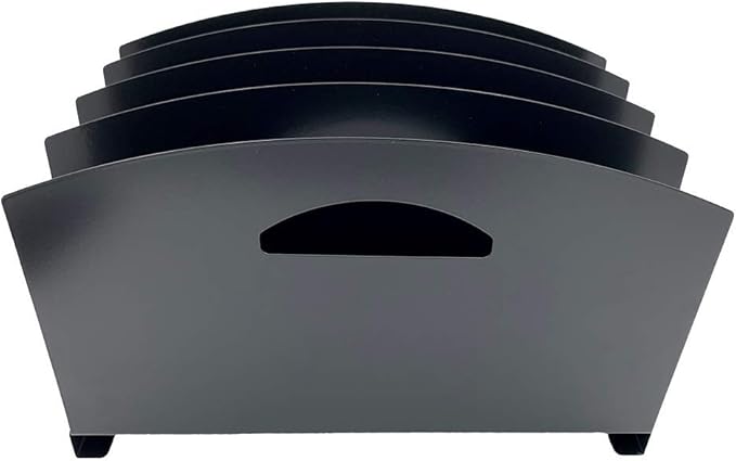 Huron Desktop File Organizer Vertical 4 Slot w/Handles, Black Steel