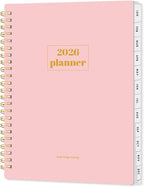 SUNEE 2026 Planner, Weekly and Monthly Calendar Planner, January 2026-December 2026, Daily Agenda with Tabs, Note Pages, Spiral Binding, 6.4"x8.3", Pink