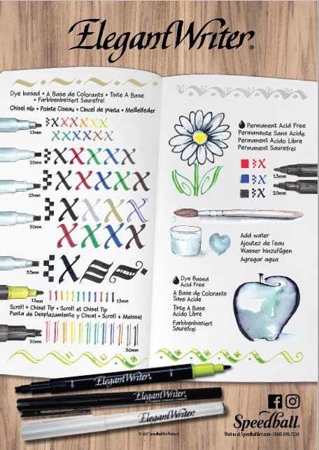 Speedball Art Products Elegant Writer Calligraphy Marker Set (12 Pack), 1.3mm (2821)