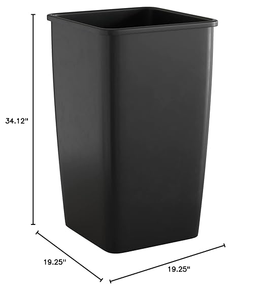 Krollen Industrial 50 Gallon Black Square Commercial Trash Can