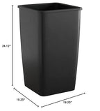 Krollen Industrial 50 Gallon Black Square Commercial Trash Can