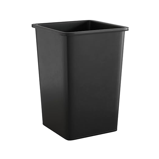 Krollen Industrial 35 Gallon Black Square Commercial Trash Can