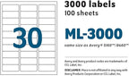 MACO ML3000 White Laser/Inkjet Shipping & Address Labels, 1 x 2 5/8 (Box of 3000)