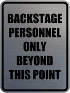 Portrait Round Backstage Personnel Only Beyond This Point Door or Wall Sign Easy Installation | Music | Concert | Festivals Sign (Brushed Silver) - Medium