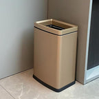 YOJIA 4.7 Gallon/18L Brushed Gold Bathroom Trash Can, Open Top Slim Dual Wastebaskte Simple Human Stainless Steel Garbage Can for Commercial Home Kitchen Office (18L Champagne Gold)