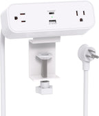 Desk Clamp Power Strip, 65W 10ft Extension Cord- 2 Outlets Desktop Power Strip with USB C 65W, USB A(QC 18W) Desktop Desk Clamp Power Station for Office, Home