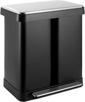 ComfyCorner 16 Gallon Dual Compartment Trash Can, Hands-Free Recycling Rectangular Garbage Bin, Stainless Steel Step-On Dustbin with Soft-Close Lid, Removable Inner Buckets, for Kitchen Home