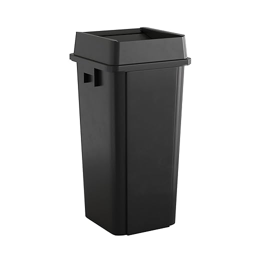 Krollen Industrial 23 Gallon Black Square Commercial Trash Can with Lid