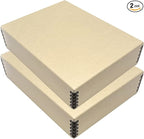 Lineco, 9x12 Tan Color Museum Archival Storage Box, Drop Front Design. Acid-Free with Metal Edge. Preserves Picture Longevity, organize Photos, Documents, Crafts, Diy, Pack of 2