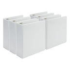 Samsill Economy 2 Inch Mini 3 Ring Binder, Made in The USA, 9.1" x 8.5" Round Ring Binder, Non-Stick Customizable Cover, White, 6 Pack