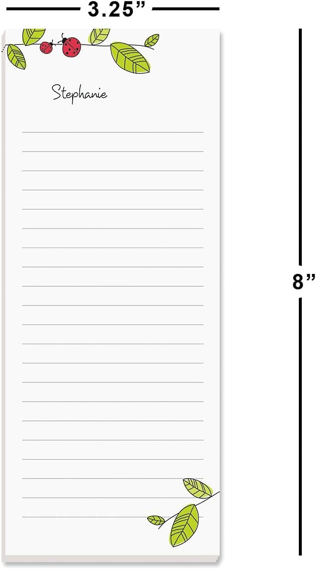 Current Ladybugs Personalized Notepads – Set of 3, 50-Sheet Lined Paper Pads, Memo Pad, Shopping List, To-Do Notes, Office Organizer
