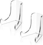 Chunful 2 Pieces Acrylic Plate Stands Clear Acrylic Easels Display Stands with Deep Support Shelves for Display Card Holder Photos Book Picture Table Top Holder Home Decors (5.1 x 5 x 6 Inch)