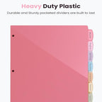Sooez 8 Count Dividers with 2 Pockets, 8 Tabs Binder Dividers for 3 Ring Binders, Binder Dividers with tabs, Binder Divider with Pockets for US Letter Size, Insertable Big Tabs, Pastels, Set of 1