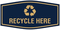 Fancy Recycle Here Sign (Navy Blue/Gold) - Large