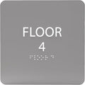 Grey w/White ADA Floor 4 Sign with Braille – Made from Durable Acrylic and Ready to Mount