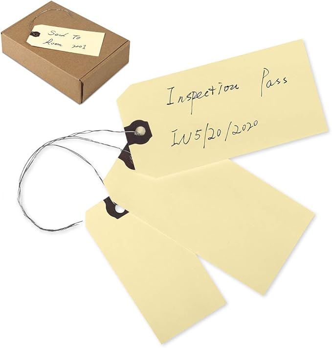 INNOVART Shipping Tags Double Wired 3 3/4" x 1 7/8", Manila Wire Tag with Reinforced Eyelet, Manila Tag Case of 1000