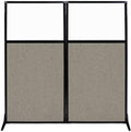 Versare Workstation Partition | Portable Wall Divider | Modern Office Cubicle | Free Standing Privacy Screen | Flexible Work Space | 66" x 70" W/Window, Warm Pebble Fabric Panels