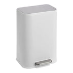DYTesa 3 Gallon Rectangular Kitchen Trash Can - White Stainless Steel with Foot Pedal, Soft-Close Lid & Removable Inner Bucket, Suitable for Home/Office/Living Room
