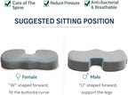 Ergonomic Gel Insert Memory Foam Seat Cushion | Cooling Gel Pad | Sciatica | Back Pain Relief | Office Chair Cushion |Stadium Seat, Airplane Seat Cushion, Chair Pads | Lumbar Support Pillow |Hip Pads