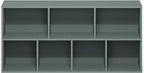 Furinno LUDER Book Shelf, 7-Cube Bookshelf, Bookcase, 9.4" x 19.5" x 41.7", for Living Room, Bedroom, Home Office, Sage Green
