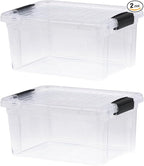 Superio Storage Bins with Lids- 2 Pack, 6.6 Qt Clear Boxes for Organizing, Stackable Plastic Containers- BPA Free, Non-Toxic, Odor Free, Organizer for Home, Office, Dorm