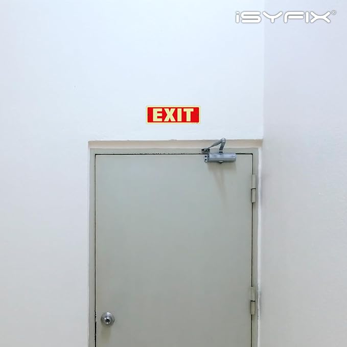 iSYFIX Exit Glow in the Dark Sign Aluminum – 12 Pack 12x4 Inch – Photoluminiscent, Laminated for Ultimate UV, Weather & Fade Resistance, Indoor & Outdoor for Business, School, Office, Warehouse