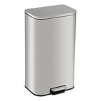 Takywep 8 Gallon Brushed Stainless Steel Trash Can with Soft-Close Lid, 3.2/5.3/8/13.2 Gallon Smudge-Resistant Compact Garbage Bin for Kitchen, Bathroom, Office - Black & White