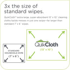 Quikcloth® Tough Messes – Plant-Based, Gentle, Plastic-Free Cleaning Wipes for Home & Kitchen - Safe on Hands and Surfaces