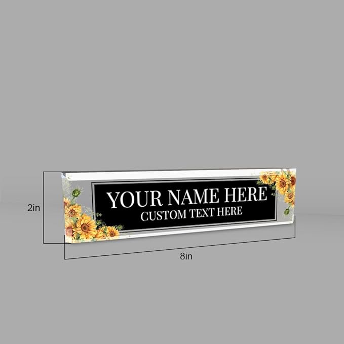 Signs ByLITA Floral Pattern Customized Nameplate | Harvest Sun Personalized Full Color Acrylic Desk Sign
