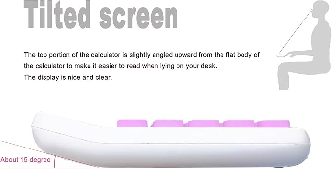 BTSEYAW Mechanical Calculator, Cute Calculator with Dual Power 8 Digit Tilt Screen and Big Button for Teachers Students Basic Office (White and Purple)